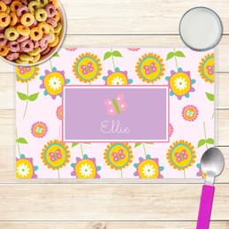 Pink Flowers Pattern Kids Placemat