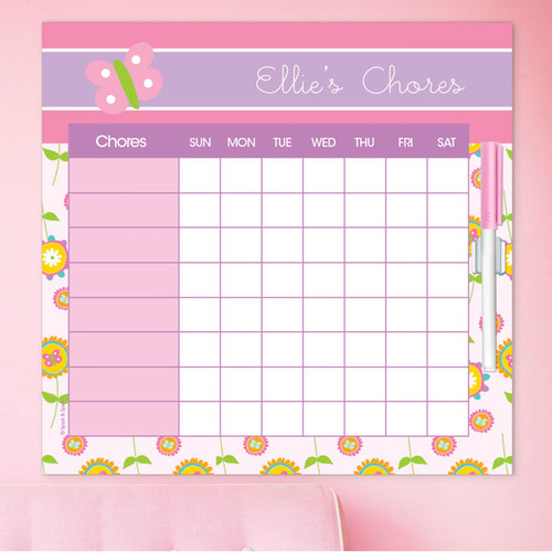 Pink Flowers Pattern Chore Schedule