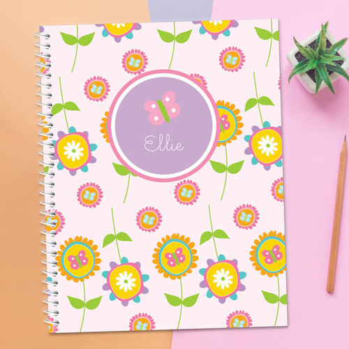 Pink Flowers Pattern Kids Notebook