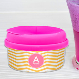 Chevron Mustard and Pink Snack Bowl