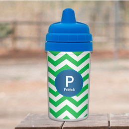 Chevron Green & Blue Transition Sippy Cup
