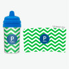Chevron Green & Blue Transition Sippy Cup