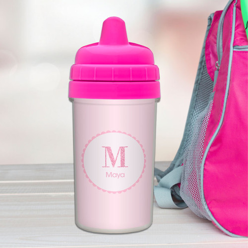 A Shiny Letter Pink Personalized Sippy Cups