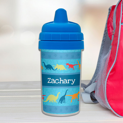 Kids Sippy Cups with Dinosaur Trail Design