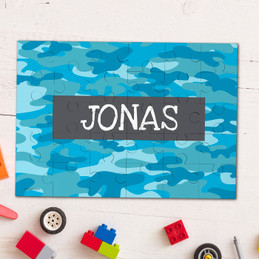 Blue Camouflage Personalized Puzzles