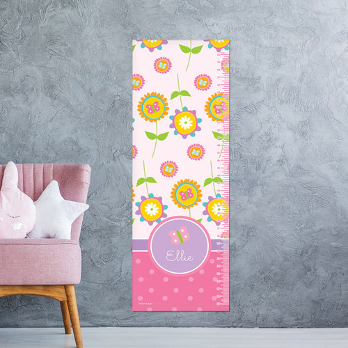 Pink Flowers Pattern Growth Chart