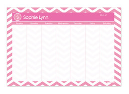 Pink Chevrons Weekly Removable Wall Calendar