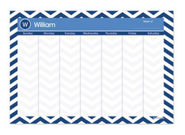Chevrons Blue Weekly Removable Wall Calendar