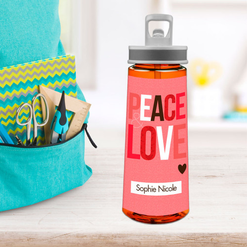 Peace & Love Sports Water Bottle