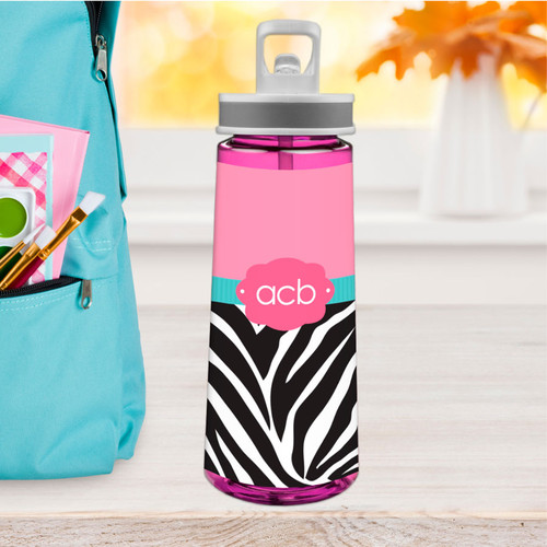 Zebra And Pink Sports Water Bottle