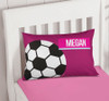 Girl Soccer Fan Purple Pillowcase Cover