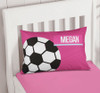 Girl Soccer Fan Pink Pillowcase Cover