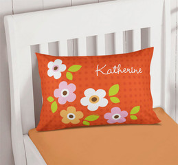 Preppy Flowers Orange Pillowcase Cover