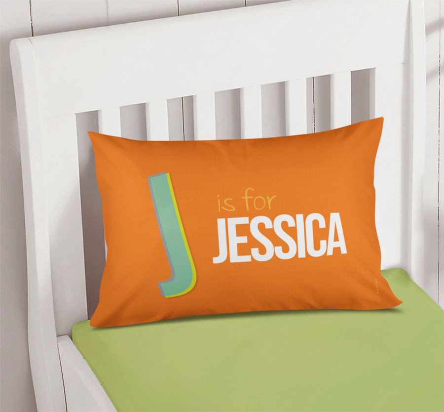 Orange Double Initial Teen Decorative Pillows Spark Spark