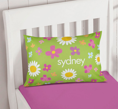 Field Of Flowers Green Pillowcase Cover
