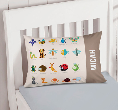 Sweet Animal Chart Brown Pillowcase Cover