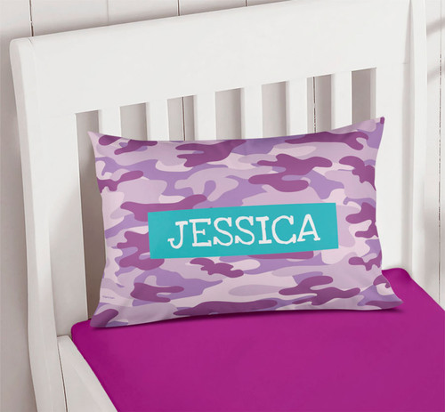Purple & Aqua Camouflage Pillowcase Cover