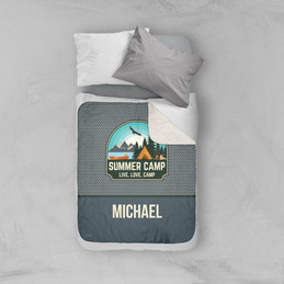 Live, Love, Camp Gray Sherpa Blanket