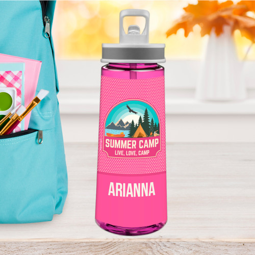 Live, Love, Camp Pink Sports Water Bottle