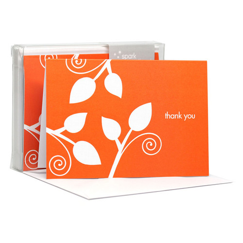 Awesome Boxed Stationery Note Cards | Leaves On The Air Orange