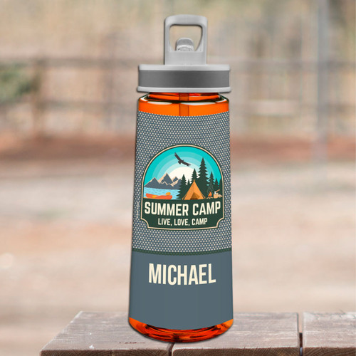 Live, Love, Camp Gray Sports Water Bottle