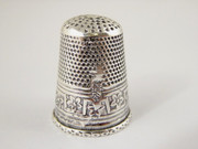 Antique Hallmarked 925 Silver Sewing Thimble Floral Decoration