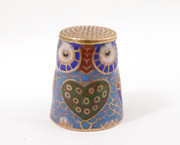 Vintage Enamel Thimble with Owl Decorations