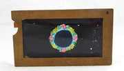 Mid 1800s Hand Painted Glass Magic Slide in a Cedar Frame Good Night