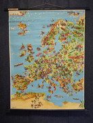 Vintage 1940s School Chart Map of Europe