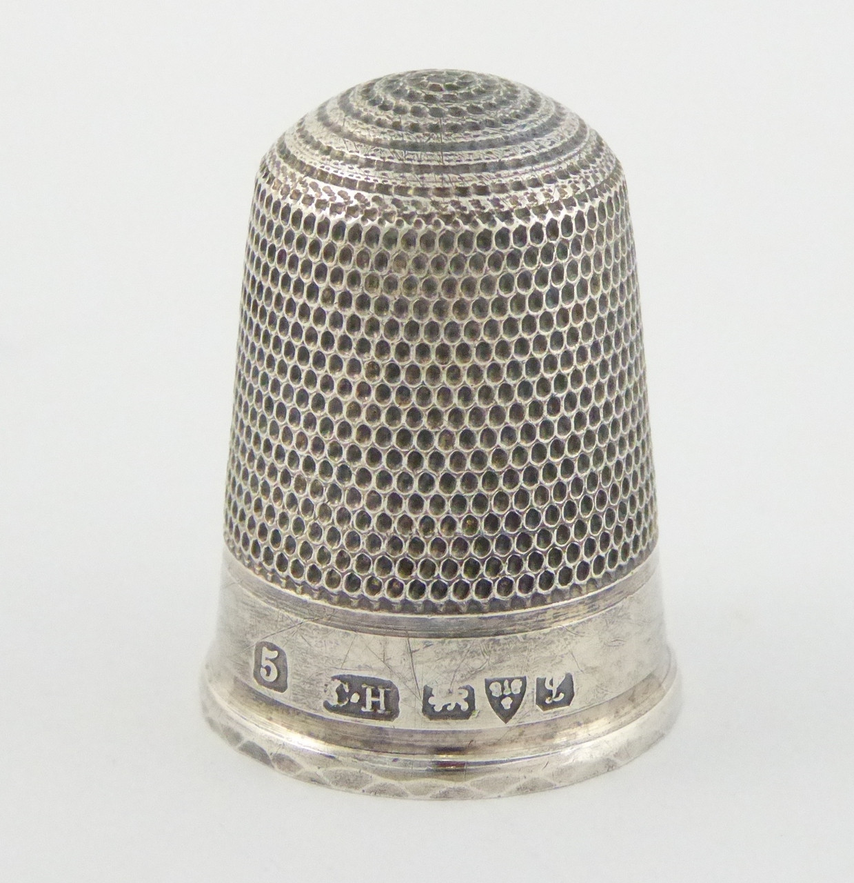 Antique 1911 Hallmarked Sterling Silver Sewing Thimble 5 Silversmith ...