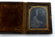 1800s Victorian Ambrotype Photograph of Victorian Lady with Baby