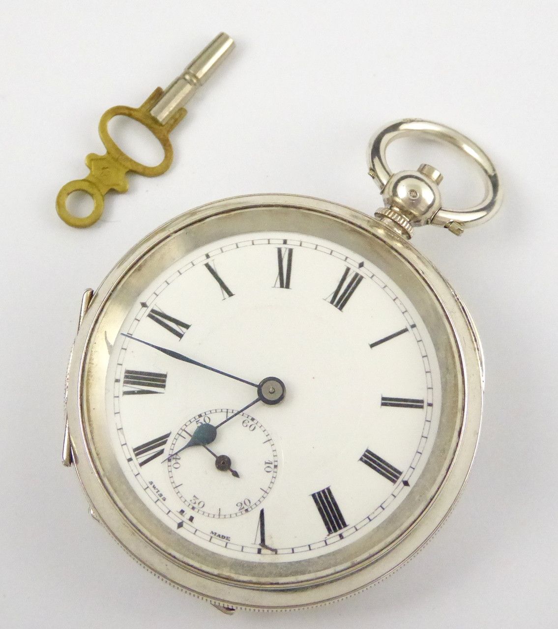 1919 Sterling Silver Swiss Pocket Watch London Silver Import Marks ...