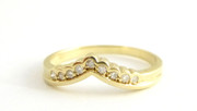 Hallmarked 9ct Gold Ring Set with 9 Small Diamonds Wishbone Setting Size N 