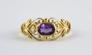  9ct Gold Ring Set with Solitary Amethyst Gem Size M 1/2