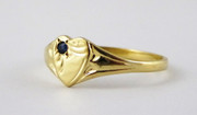  Vintage 9ct Gold Heart Shaped Ring with Sapphire Size N 1/2