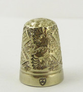 1900s  Antique Engraved Silver Plated Thimble with Makers Hallmark
