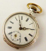 Antique  1900s  German .800 Silver & Gold Pocket Watch   Needs  Work