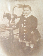 Mid 1800s Victorian Carte de Visite Card Photograph of a Young Child with Toy Horse