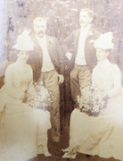 Large 1800s Victorian Cabinet Card Photograph of a Wedding Party