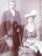 Large 1800s Victorian Cabinet Card Photograph of a Victorian Couple 