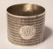 Art Deco Monogrammed 1921 Hallmarked Sterling Silver Napkin Ring by  Silversmith E J Houlston