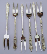 Antique Set of 6 EPNS Silver  Apostle Two Prong Forks