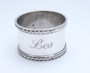 Antique 1908 Hallmarked Sterling Silver Napkin Ring "Les" Edward and John Barnard