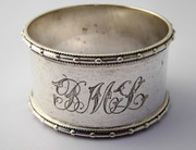 Antique 1920 Sterling Silver Napkin Ring Monogrammed BML James Deakin & Sons