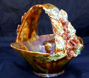 Australian Pottery Delamere Pottery Fruit Basket with Applied Flowers