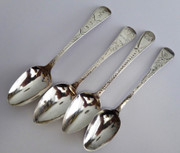 4  x Antique 1800s Georgian Hallmarked Sterling Silver Teaspoons Dating 1812 1819 1834 1838