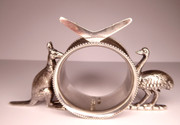 Antique Silver Plated EP Napkin Ring Kangaroo Emu and Boomerang Stewart Dawson