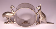 Antique Silver Plated EPNS Napkin Ring Kangaroo & Emu by Stewart Dawson