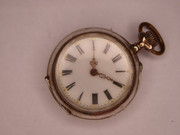 Antique  1800s  German Art Nouveau . 800 Silver Pocket Watch  Fob Size