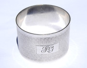Antique 1900s Silver  Napkin Ring Monogrammed  FG